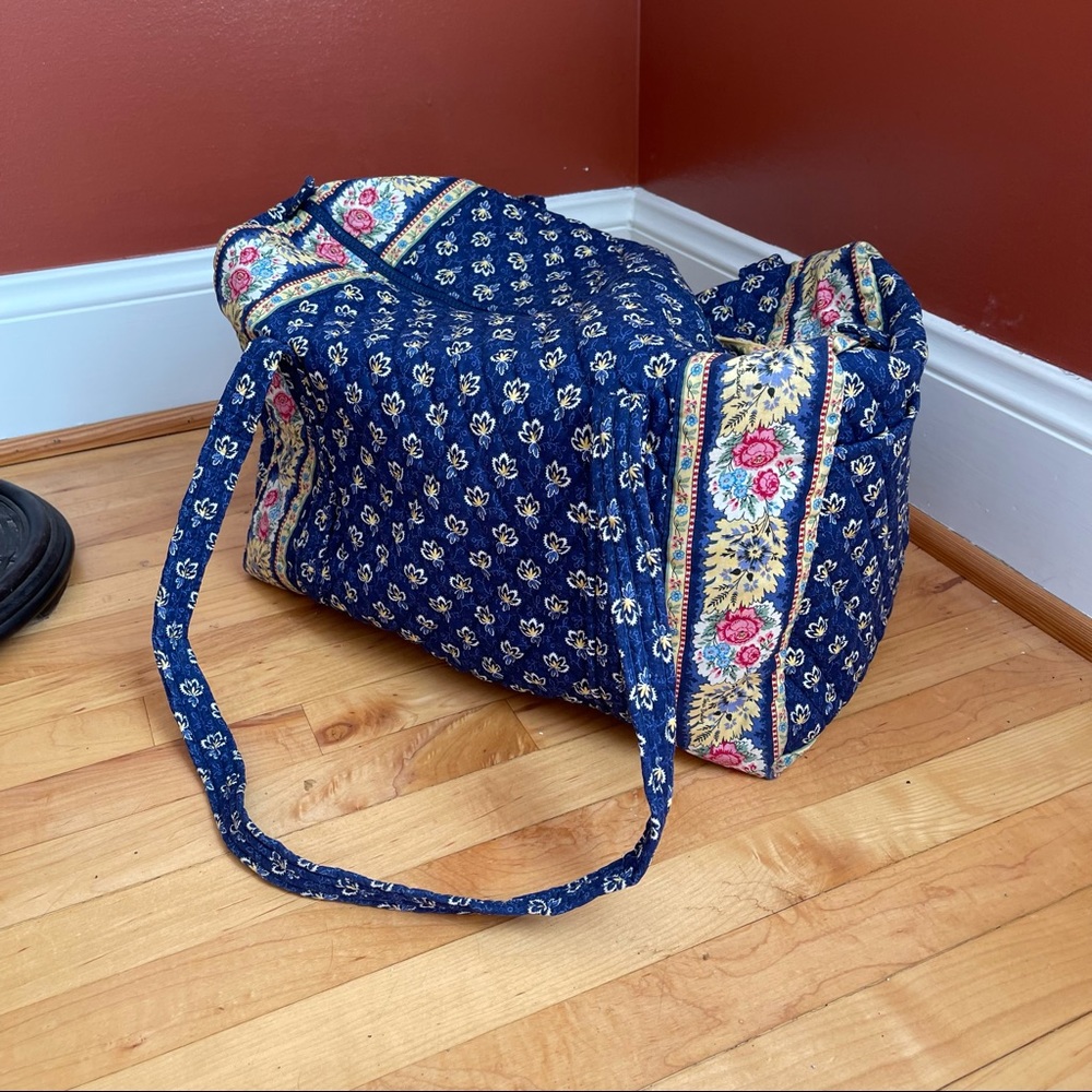 Vera Bradley Quilted Blue Yellow Floral Weekender Duffle Bag